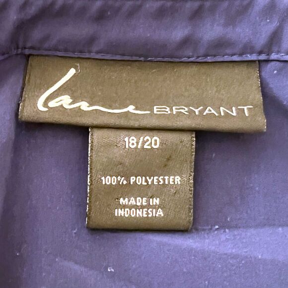 Lane Bryant Plus Size Lace-Up Striped Top 18W Blue Yellow - Picture 5 of 8